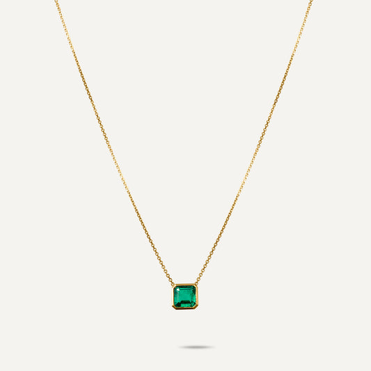 Bezel Emerald Necklace