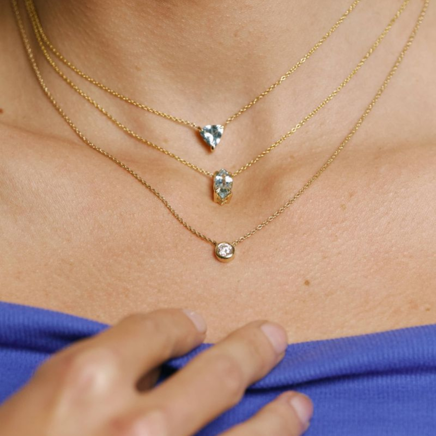 Aqua Marine Marquise Necklace